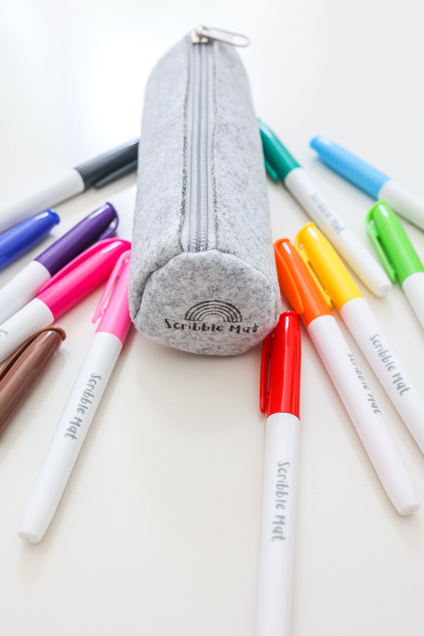 12 Pens in Felt Pencil Case