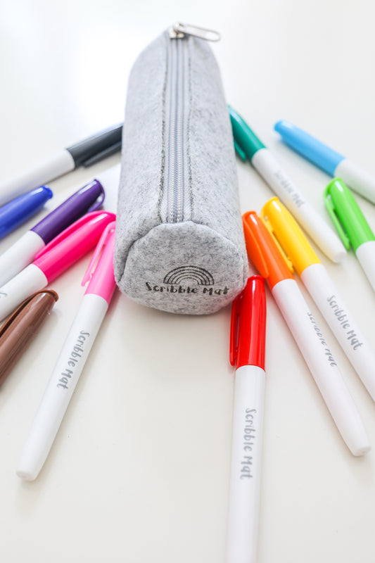 12 Pens in Felt Pencil Case