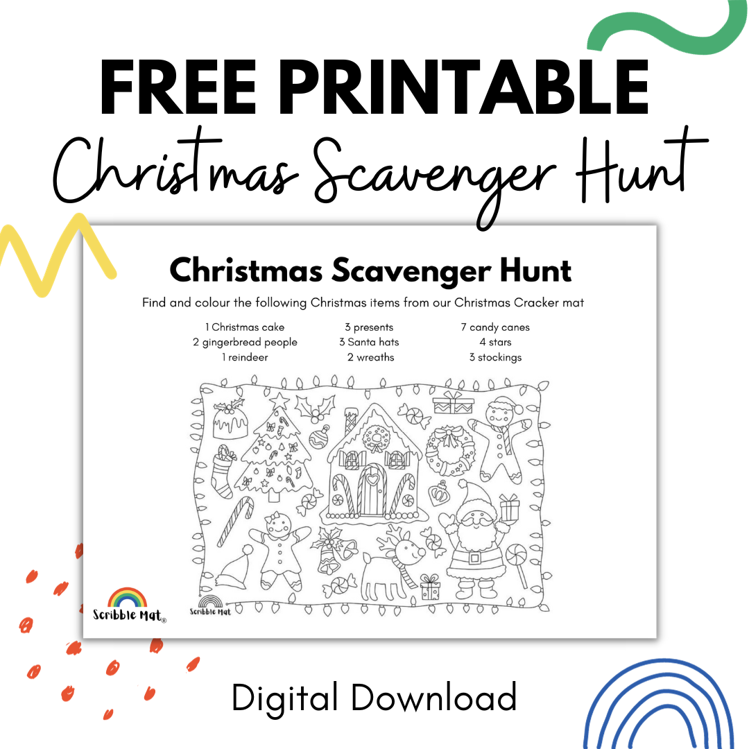 Printable Christmas Scavenger Hunt FREE Digital Download Scribble Mat