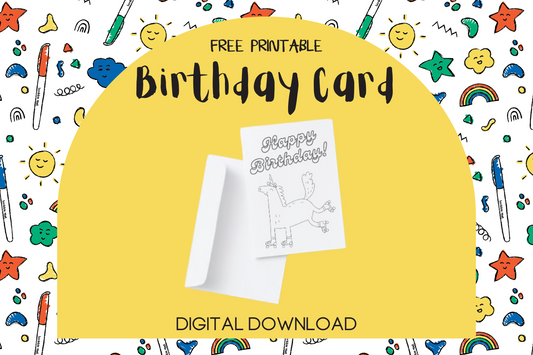 Printable - Birthday Card Unicorn - FREE Digital Download