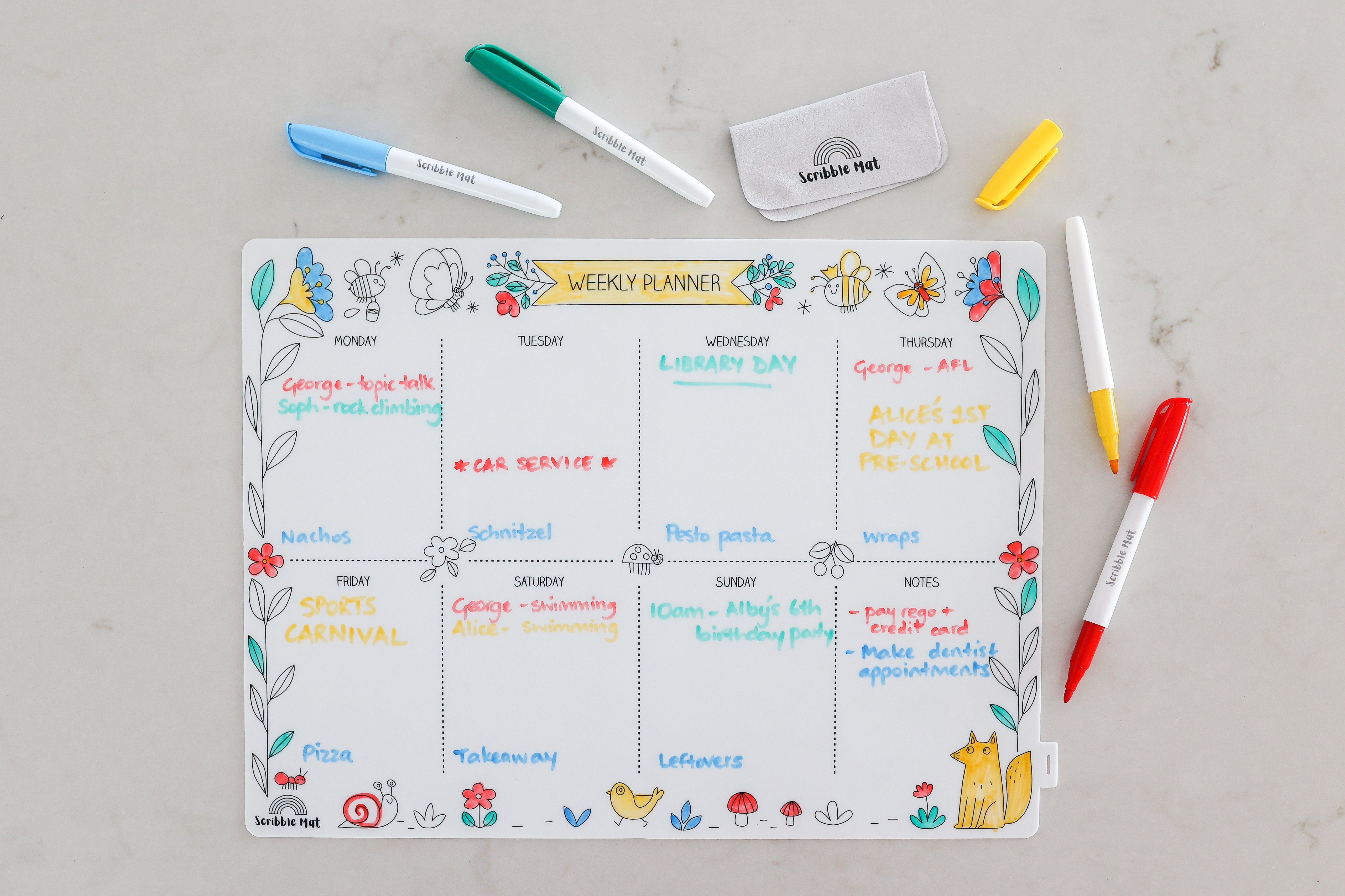 Weekly Planner Reusable Mat – Scribble Mat